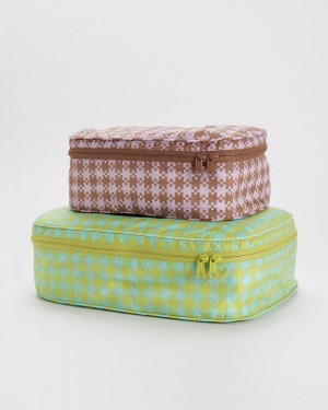 Bolso Pequeño Baggu Packing Cube Set Verde Marrones | 047631-QYW