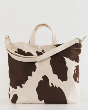 Bolso Tote Baggu Horizontal Duck Marrones Blancas | 640925-QDO
