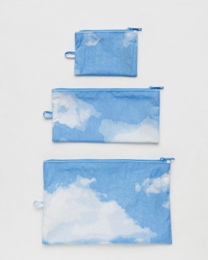 Bolsos De Viaje Baggu Flat Pouch Set Azules Blancas | 896102-IHN
