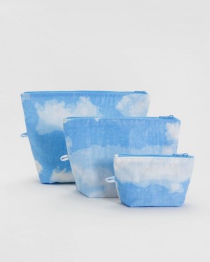 Bolsos De Viaje Baggu Go Pouch Set Azules Blancas | 136842-RTI
