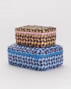 Bolsos De Viaje Baggu Packing Cube Set Azules Marrones | 089174-YWO