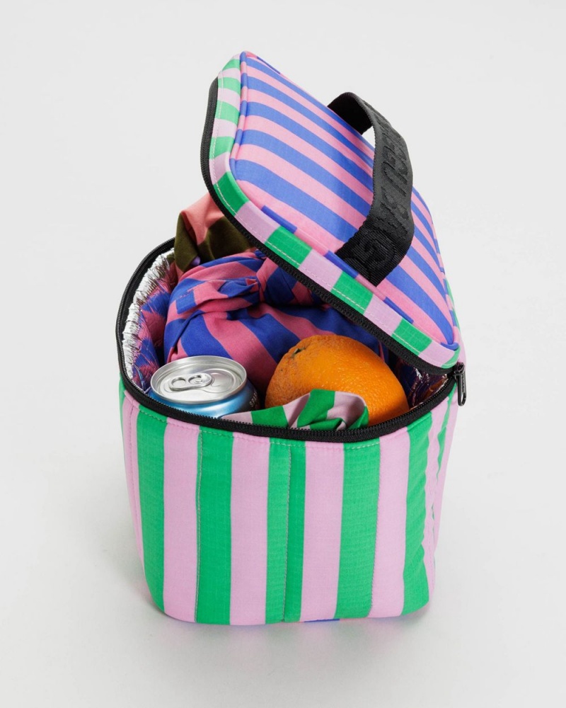 Bolsa De Almuerzo Baggu Puffy Rosas Verde | 591437-TDQ