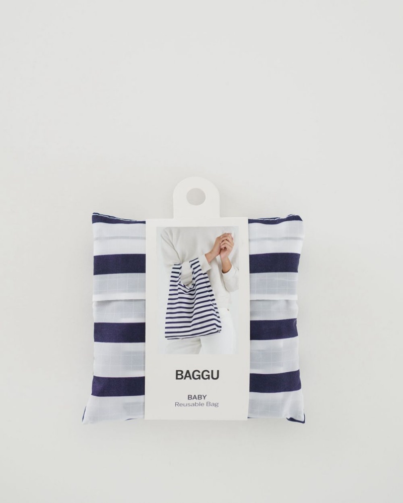 Bolsa Reutilizable Baggu Baby Azules Blancas | 057124-YNU