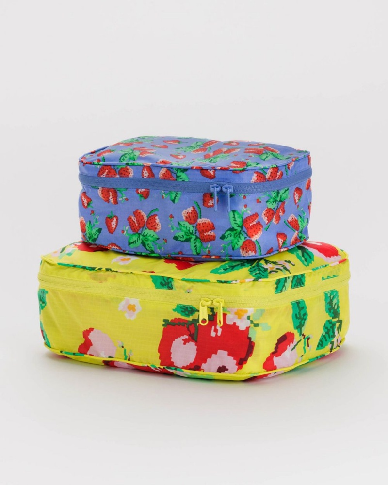 Bolso Pequeño Baggu Packing Cube Set Azules Amarillo | 129674-XWA