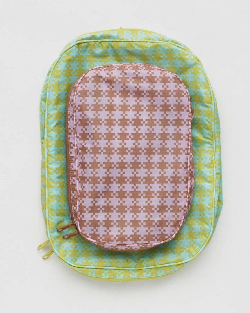 Bolso Pequeño Baggu Packing Cube Set Verde Marrones | 047631-QYW