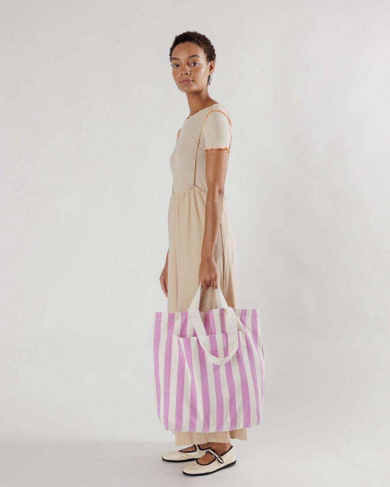 Bolso Tote Baggu Giant Pocket Rosas Blancas | 659734-VMK