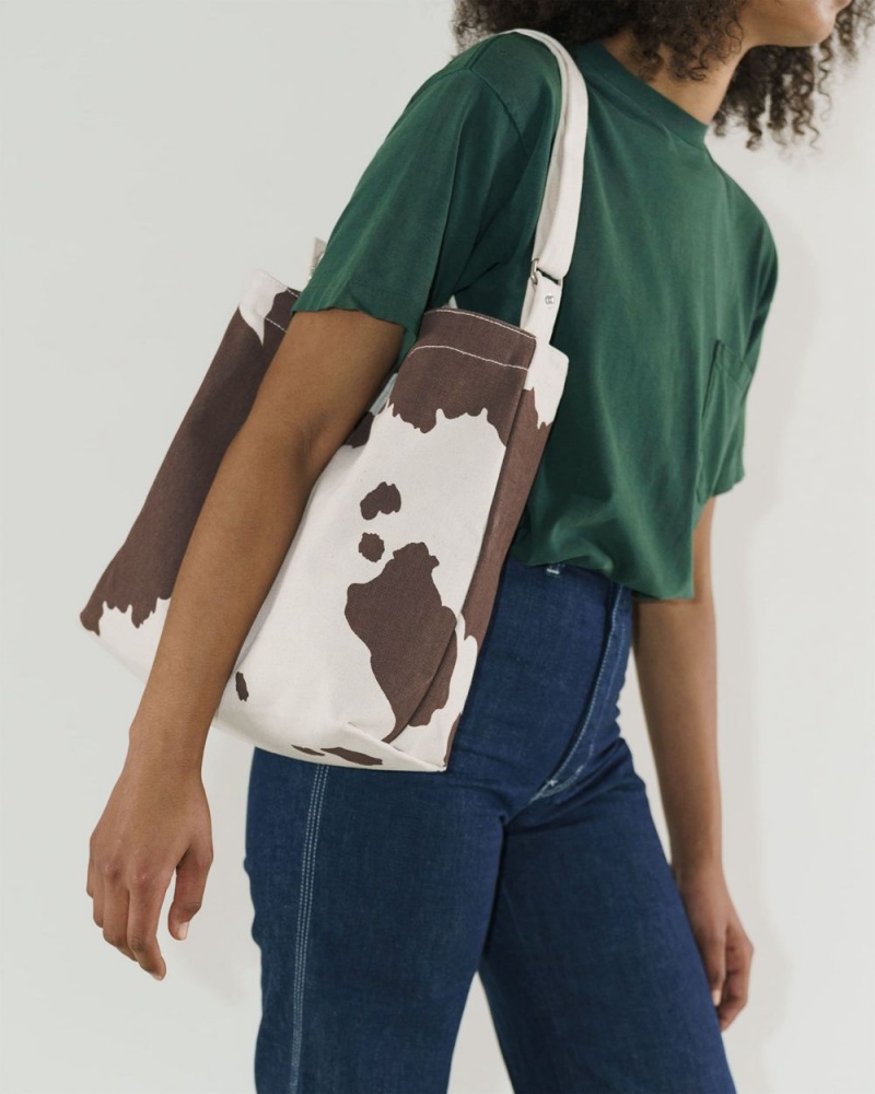 Bolso Tote Baggu Horizontal Duck Marrones Blancas | 640925-QDO
