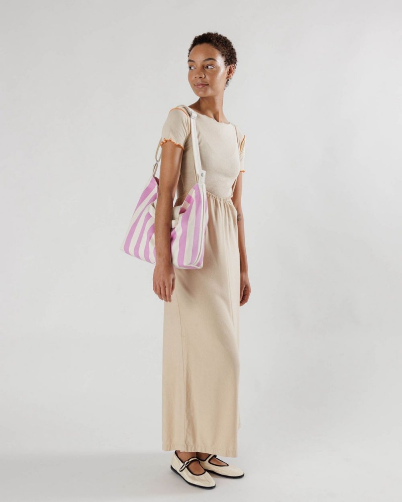 Bolso Tote Baggu Horizontal Zip Duck Rosas Blancas | 390175-FHD