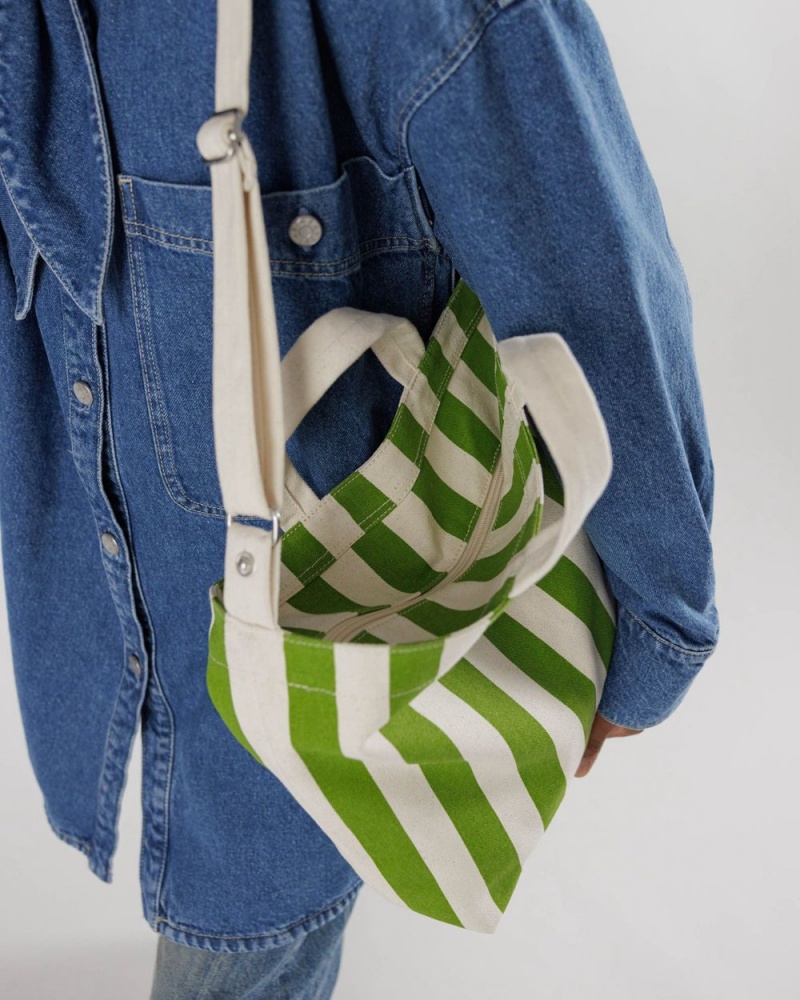 Bolso Tote Baggu Horizontal Zip Duck Verde Blancas | 981605-ZGK