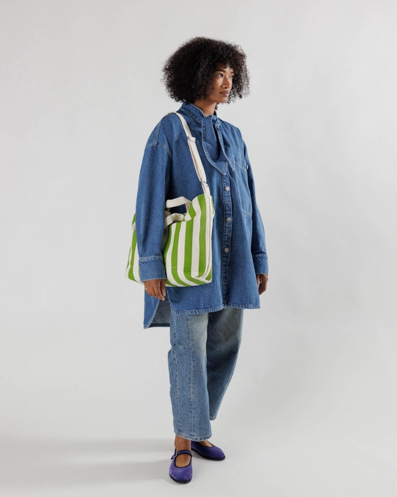Bolso Tote Baggu Horizontal Zip Duck Verde Blancas | 981605-ZGK