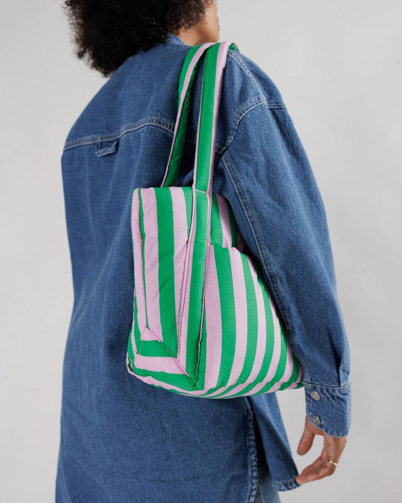 Bolso Tote Baggu Puffy Mini Rosas Verde | 168507-UTI