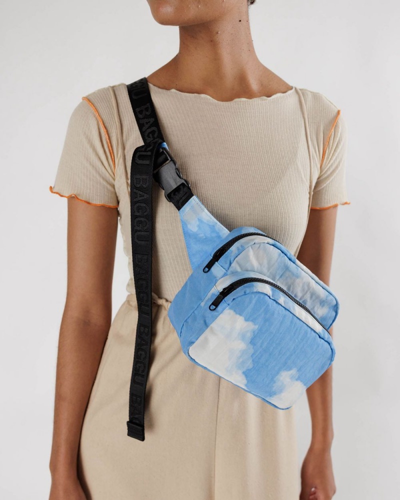 Bolsos Cruzados Baggu Fanny Pack Azules Blancas | 916534-YJB