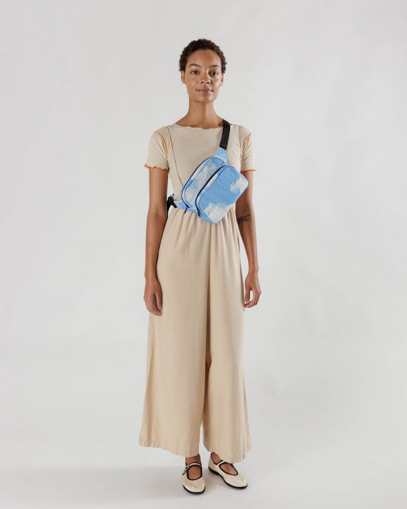 Bolsos De Viaje Baggu Fanny Pack Azules Blancas | 295306-DBU