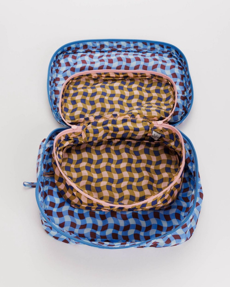 Bolsos De Viaje Baggu Packing Cube Set Azules Marrones | 089174-YWO