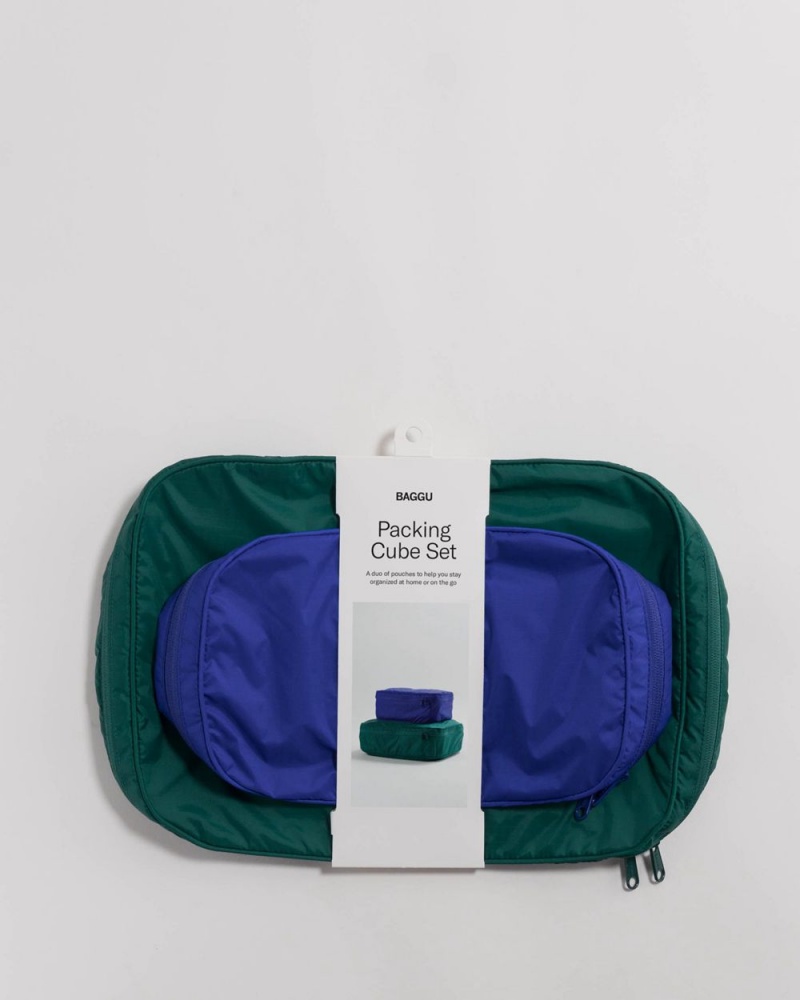 Bolsos De Viaje Baggu Packing Cube Set Azules Verde | 165470-LFM