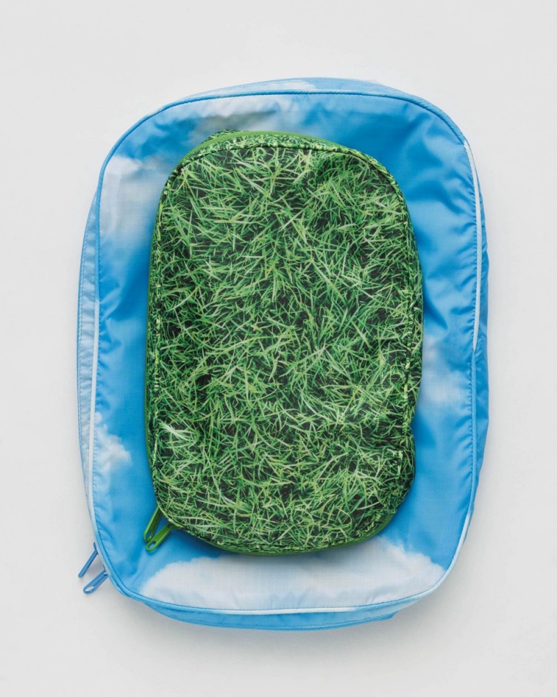 Bolsos De Viaje Baggu Packing Cube Set Verde Azules | 164280-LSO