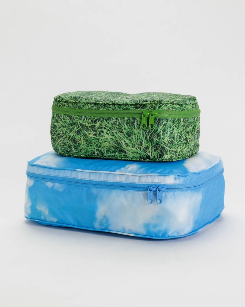 Bolsos De Viaje Baggu Packing Cube Set Verde Azules | 164280-LSO