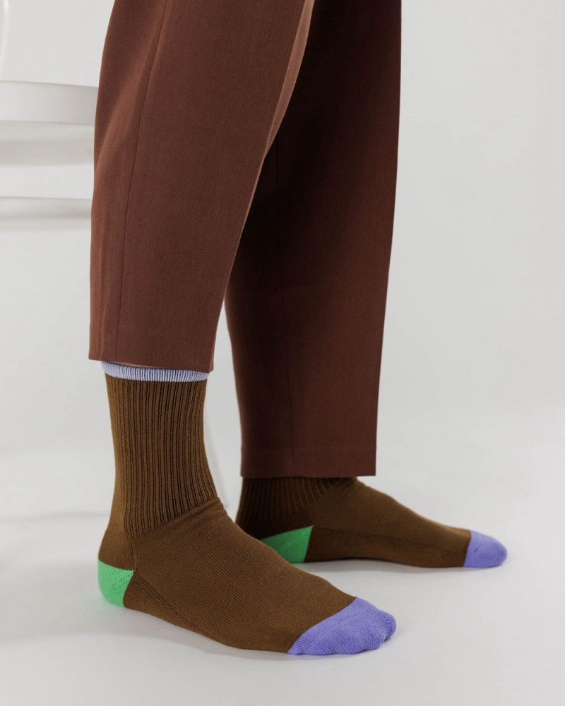 Calcetines Baggu Ribbed Marrones | 912387-VXI