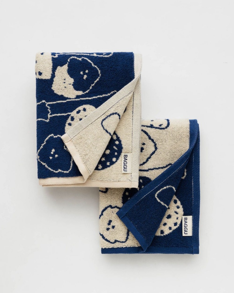 Toalla Baggu Hand Set of 2 Azul Marino Blancas | 637859-ZIX